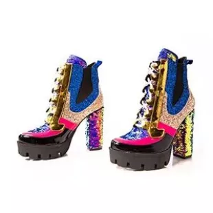 Nell Glitter Chunky High Heel Platform Lace Up Bboot Mermaid