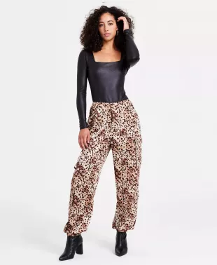 Animal-Print Cargo Jogger Pants