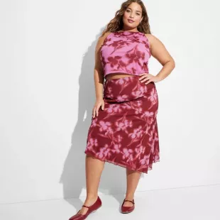 Asymmetrical Midi A-Line Skirt