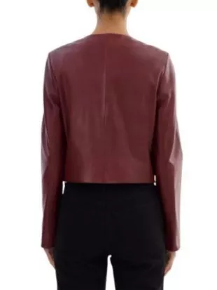 The Rookie S08 Mekia Cox Collarless Burgundy Leather Jacket