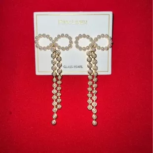 Pink Linen Bow Earrings