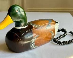 1980s Wooden Mallard Duck Wood Phone
