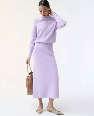 Ribbed Sweater Skirt in Sunrise Lavender