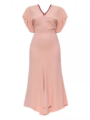 Gathered Crepe Midi Dress