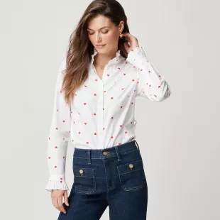 Printed ruffle Button-up Shirt