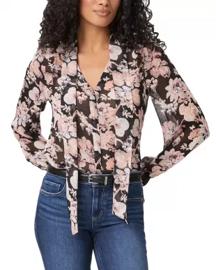 Kirstie Floral Silk Tieneck Blouse