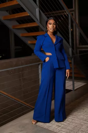 Take Charge Blue Open Back Suit