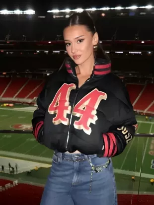 Kristin Juszczyk SF 49ers 2026 Black Puffer Jacket