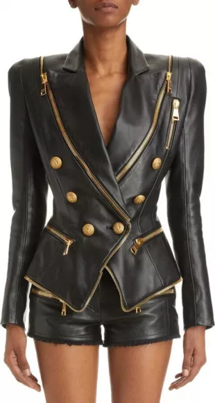 Leather Zip Biker Jacket