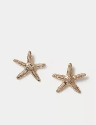 Oversized Starfish Stud Earrings Gold