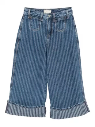 Brette Stripe High Waist Crop Wide Leg Jeans