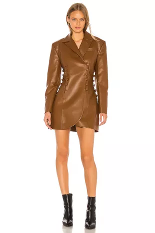 Faux Leather Blazer Dress