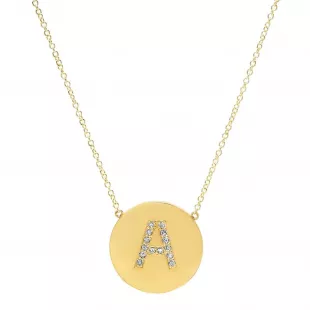 Diamond Letter Disc Necklace