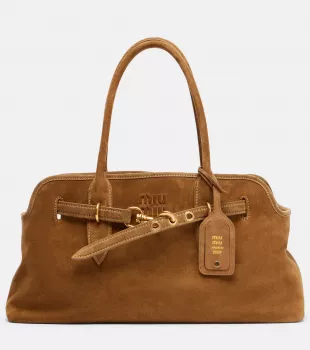 Brown Suede Adventure Tote Bag