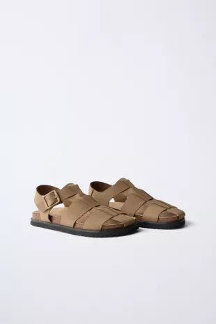 Beige Suede Fisherman Sandals