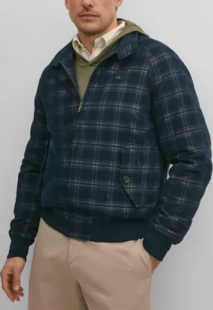 Plaid Cotton Corduroy Bomber Jacket