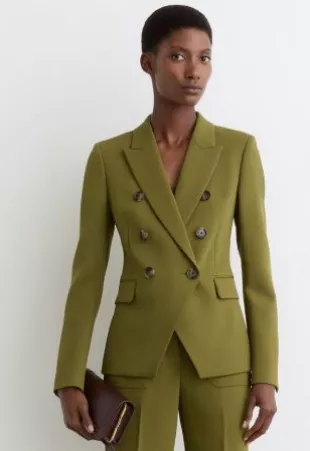 Priya Twill Double-Breasted Blazer
