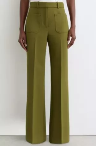 Priya Twill High-Rise Flared Trousers