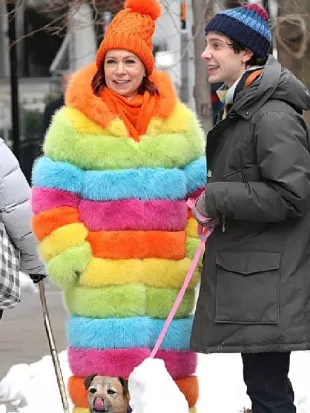 Elsbeth Carrie Preston Rainbow Faux Fur Coat