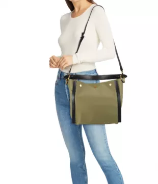Leather Trim Shoulder Bag