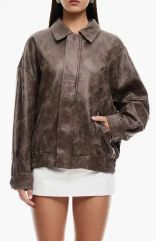 Kenny Faux Leather Bomber jacket