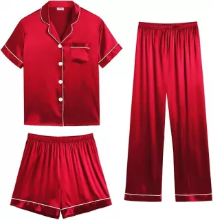 Womens Silk Satin Pajama Sets