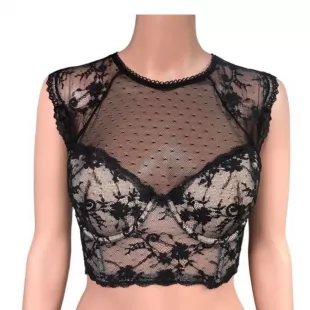 Women's Black and Tan Bra