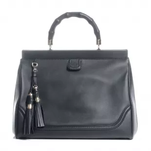 Bold Bamboo Medium Top Handle Bag Black