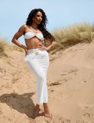 Three Piece Starfish Thong Bikini & Maxi Skirt Set