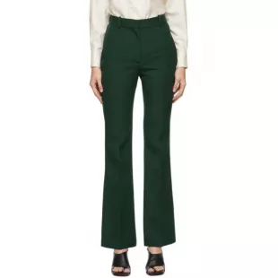 Green Wool Gabardine Trousers