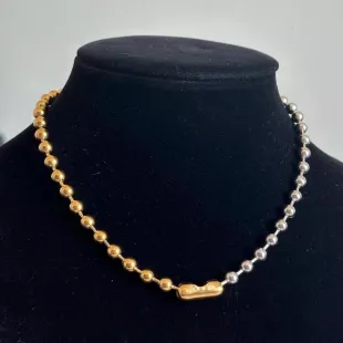 Mixed Metal Ball Chain Choker Necklace