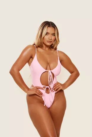 Tie Me Your Way Swim in Baby Pink
