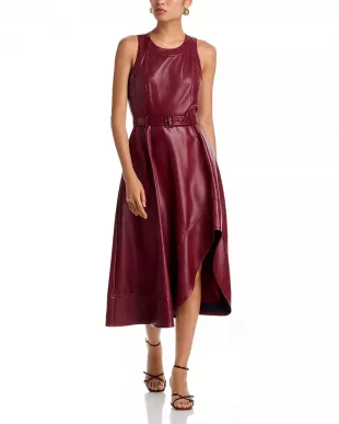 Zelda Faux Leather High Low Hem Dress
