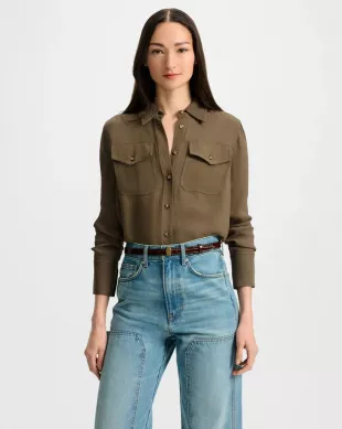 Pepper Button-Down Blouse in Cypress