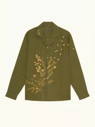 Queer Eye S10 Tan France Khaki Embroidered Shirt