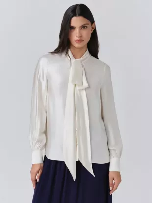 Anna Tie Neck Satin Shirt