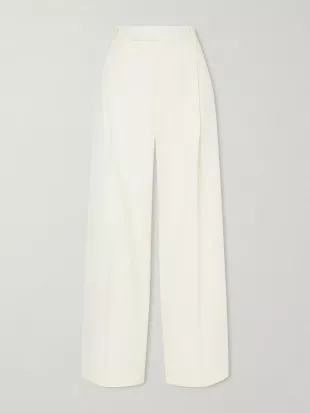 Pleated Wool-blend Wide-leg Pants
