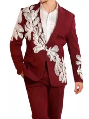 Hollywood Squares S02 Nate Burleson Maroon Floral Suit