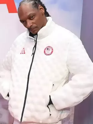Snoop Dogg Olympics 2026 White Bomber Jacket