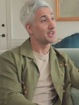 Queer Eye S10 Tan France Khaki Embroidered Shirt