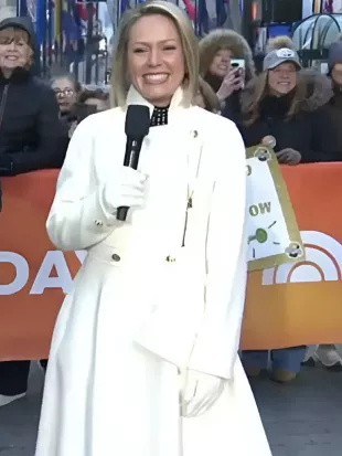 The Today Show 2026 Dylan Dreyer White Ruffle Coat