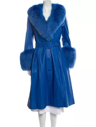 The Lincoln Lawyer S04 Becki Newton Blue Belted Leather Coat