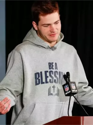 Drake Maye Be A Blessing Grey Hoodie
