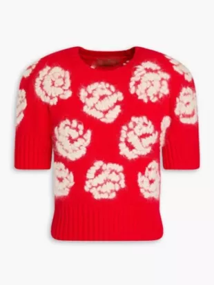 Good Morning America 2026 Rebecca Jarvis Red Floral Sweater