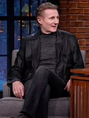Late Night with Seth Meyers Liam Neeson Leather Jacket
