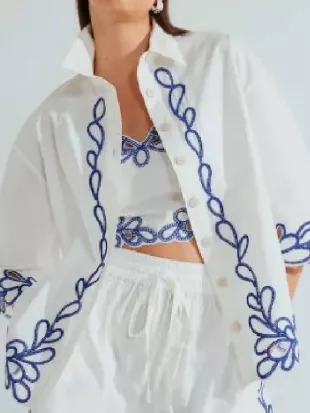 Caught by Love Rachael Leigh Embroidered White Shirt