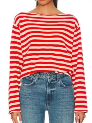 Shrinking S03 Christa Miller Red Striped Shirt