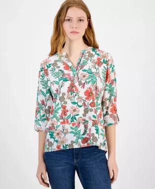 Floral Split-Neck Top