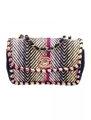 Quilted CC Woven Flap Bag