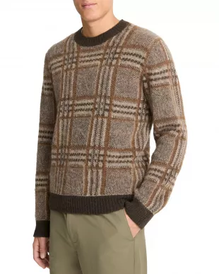 Brushed Glen Plaid Crewneck Sweater